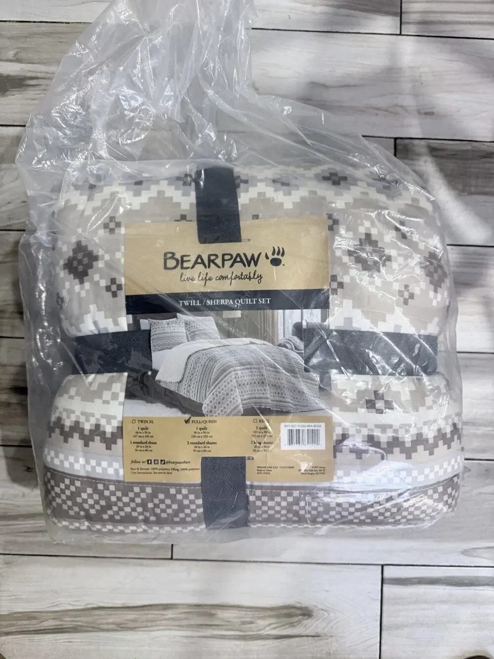 Bearpaw Twill Sherpa Comforter Set Queen/Full-Size New Faire Isle Inspire